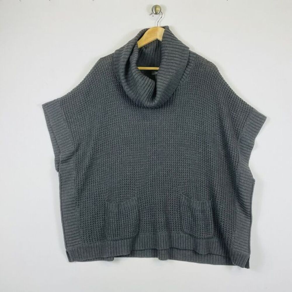 Neiman‎ Marcus Sweater Women Medium Taupe Chunky Knit Shawl Drape Coastal